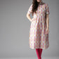 HERE&NOW Women Grey & Pink Printed Straight Kurta - Swadesiicart