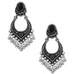 Shining Diva Silver-Toned Contemporary Chandbali Earrings
