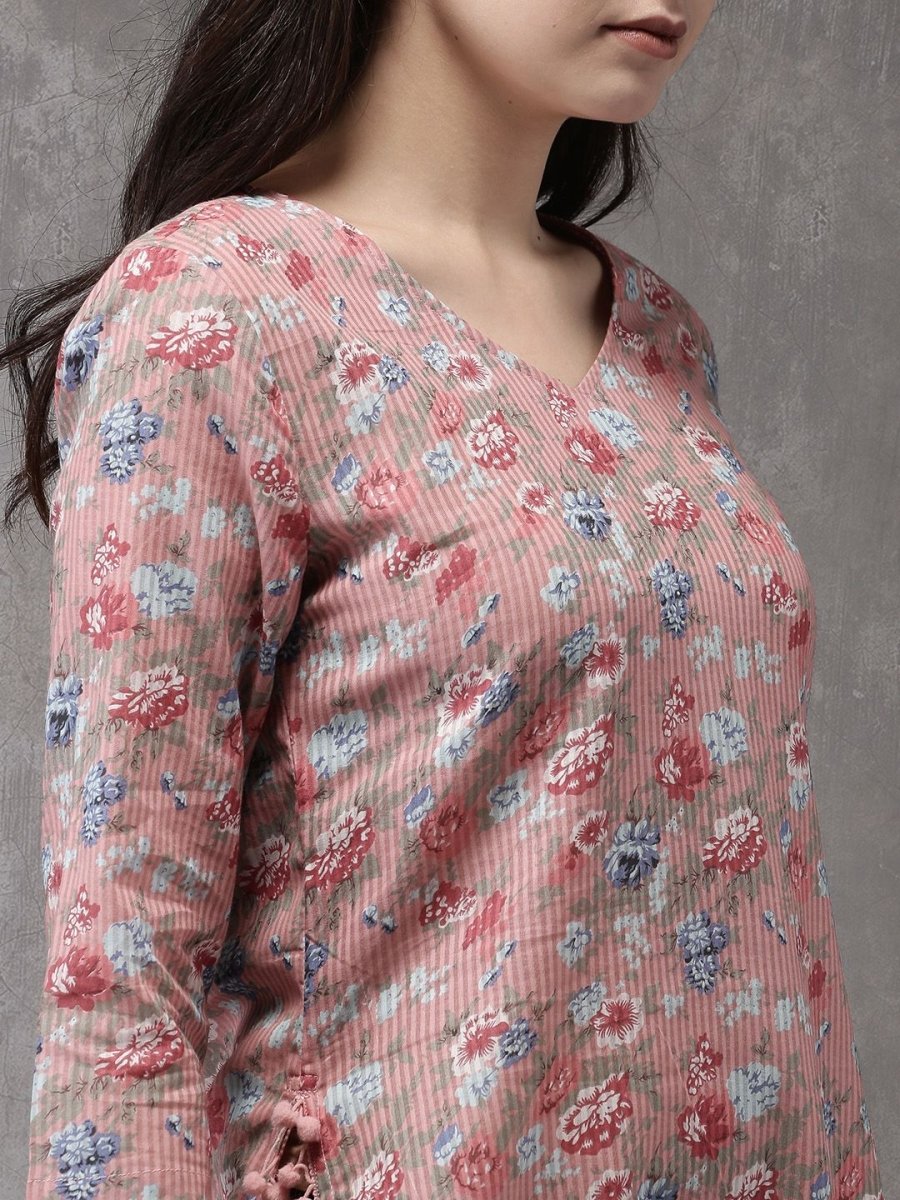 Anouk Women Pink Printed Straight Kurta - Swadesiicart
