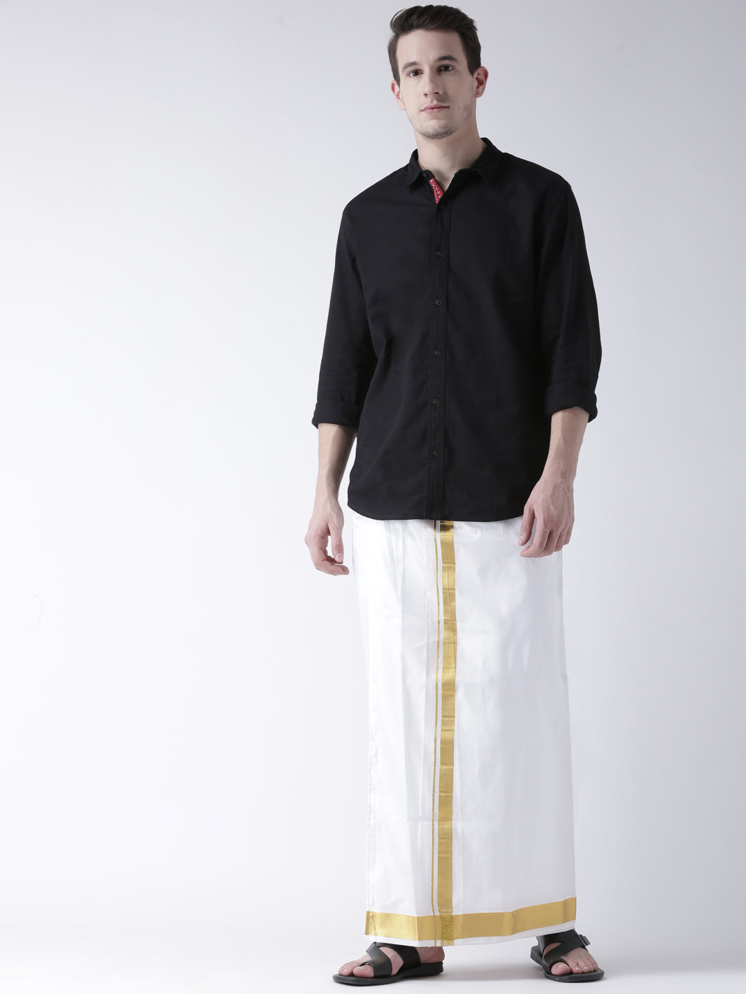 Sethukrishna Men Double Layer Readymade Dhoti With Pocket | Swadesiicart