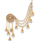 Shining Diva Gold-Toned & White Classic Jhumkas | Swadesiicart