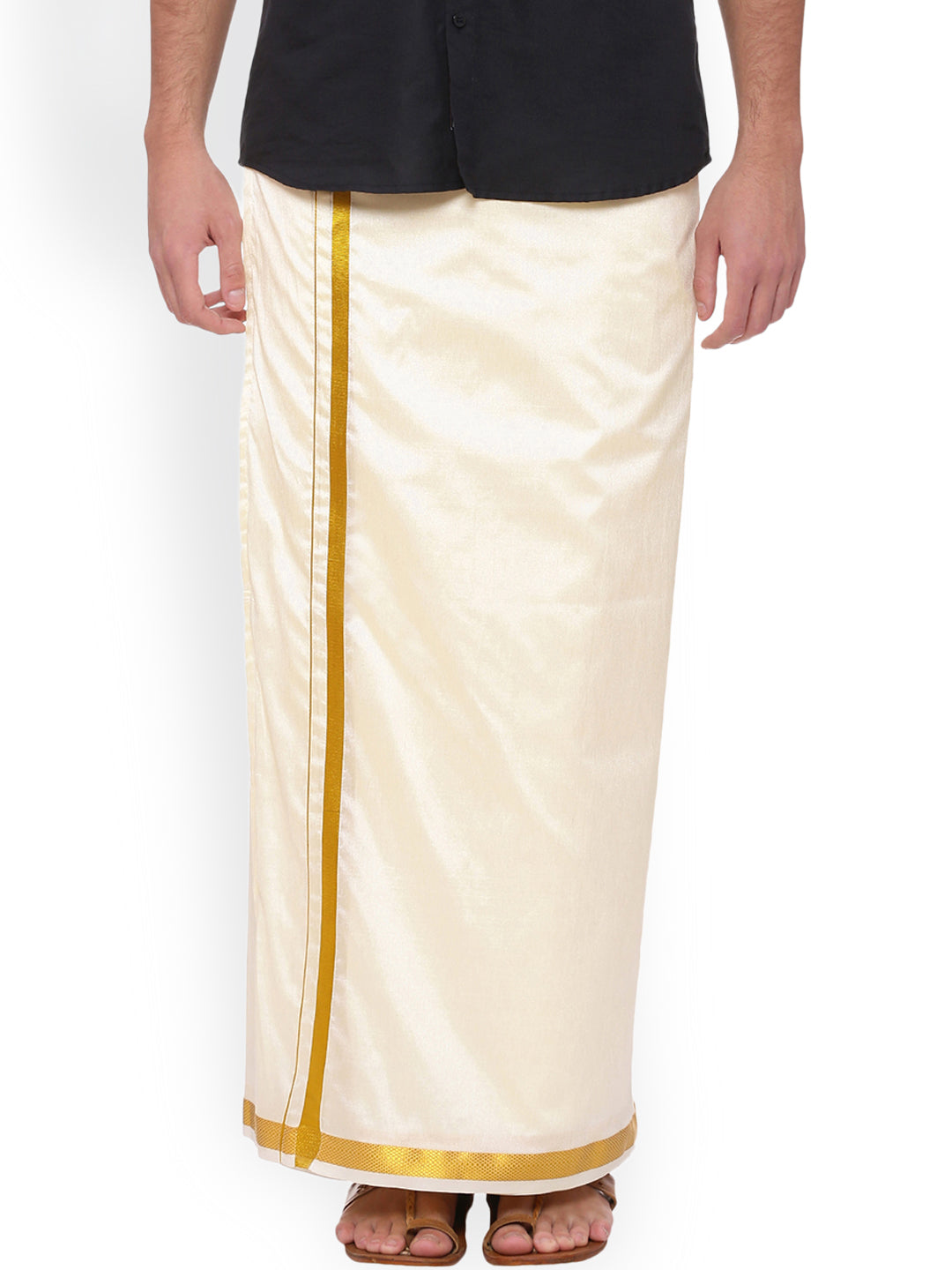 Sethukrishna Men Cream Solid Readymade Dhoti | Swadesiicart