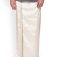 Sethukrishna Men Cream Solid Double Layer Readymade Dhoti With Pocket | Swadesiicart