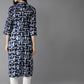 HERE&NOW Women Navy Blue & Off-White Printed Straight Kurta - Swadesiicart