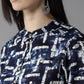 HERE&NOW Women Navy Blue & Off-White Printed Straight Kurta - Swadesiicart