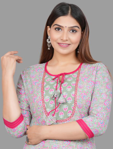 House of RP Women's Grey Rayon Floral Print Kurta | Swadesiicart