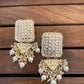 Tehzeeb Creations Jewellery Gold Tone Jadau Kundan & Pearls Large Drop Earrings For Women & Girls | Swadesiicart