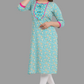 House of RP Women's AquaBlue Rayon Floral Print Kurta | Swadesiicart