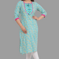 House of RP Women's AquaBlue Rayon Floral Print Kurta | Swadesiicart