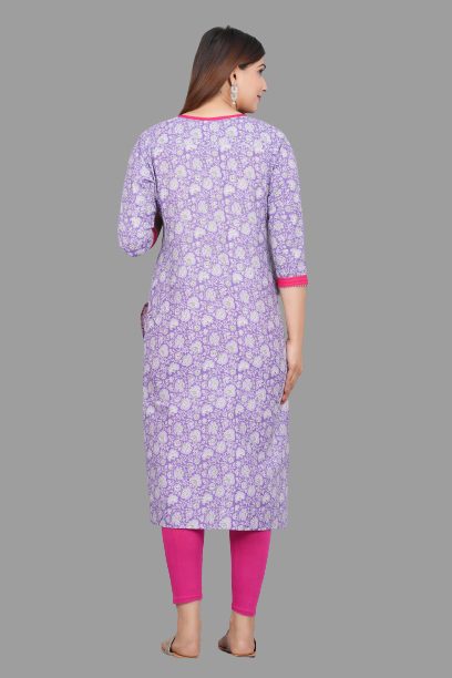 House of RP Women's Lilac Rayon Floral Print Kurta | Swadesiicart