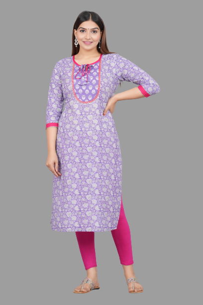 House of RP Women's Lilac Rayon Floral Print Kurta | Swadesiicart