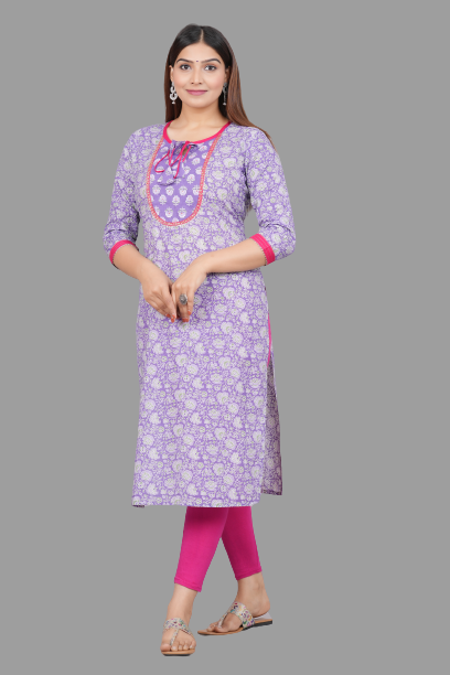 House of RP Women's Lilac Rayon Floral Print Kurta | Swadesiicart