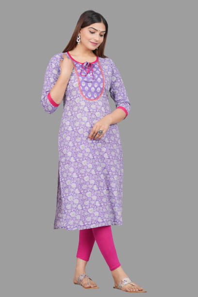 House of RP Women's Lilac Rayon Floral Print Kurta | Swadesiicart