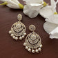 Tehzeeb Creations Gold-Polished Traditional Chandbali Drop Kundan & Pearl Earring For Women | Swadesiicart