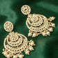 Tehzeeb Creations Gold-Polished Traditional Chandbali Drop Kundan & Pearl Earring For Women | Swadesiicart
