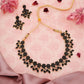 Tehzeeb Creations Special Exquisite White & Black Studded Gold-Polished Choker Necklace Set & Pair of Earring Set - Swadesiicart