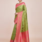 Monjolika Fashion Parrot Green Banarasi Tissue Silk SareeWith Zari Woven Work | Swadesiicart