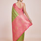 Monjolika Fashion Parrot Green Banarasi Tissue Silk SareeWith Zari Woven Work | Swadesiicart