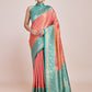 Monjolika Fashion Peach Banarasi Tissue Silk SareeWith Zari Woven Work | Swadesiicart