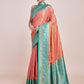 Monjolika Fashion Peach Banarasi Tissue Silk SareeWith Zari Woven Work | Swadesiicart