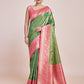 Monjolika Fashion Green Banarasi Tissue Silk SareeWith Zari Woven Work | Swadesiicart