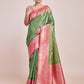 Monjolika Fashion Green Banarasi Tissue Silk SareeWith Zari Woven Work | Swadesiicart