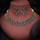 Tehzeeb Creations Special Exquisite White & Black Studded Gold-Polished Choker Necklace Set & Pair of Earring Set - Swadesiicart