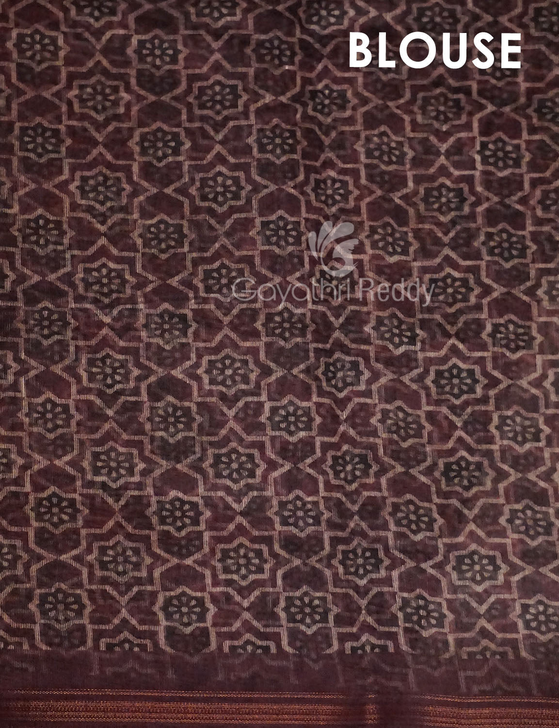 Red Onion Colour Ajrakh Design Semi Chanderi Saree By Gayathri Reddy Designer Studio | Swadesiicart