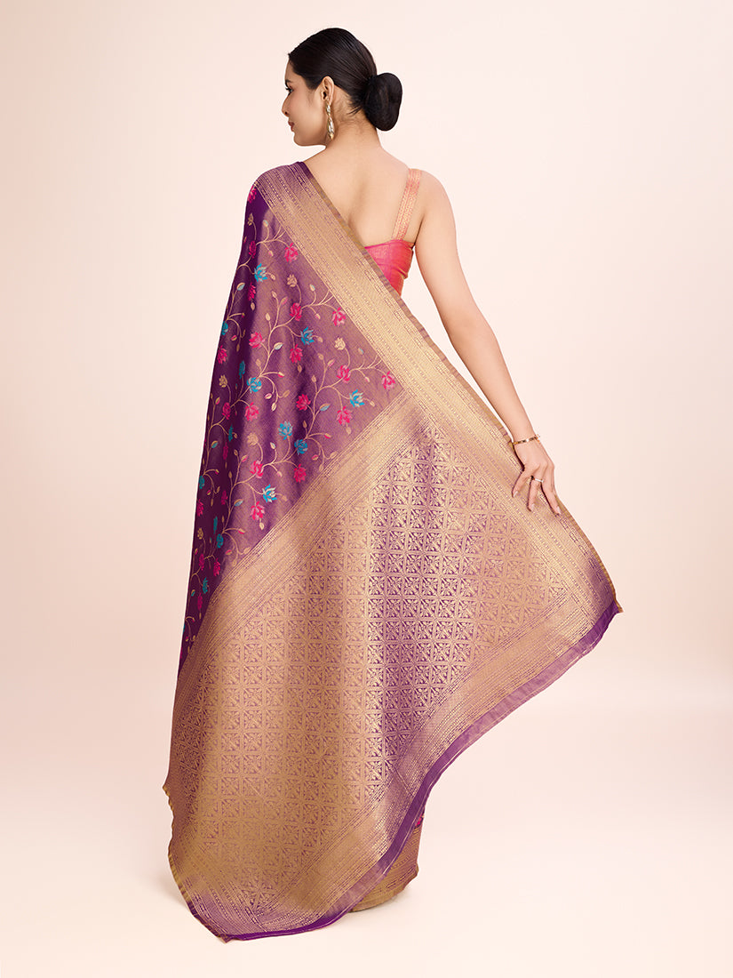Monjolika Fashion Exquisite Designs With This Regal Light Brown Rich Look Banarasi Tissue Silk Saree | Swadesiicart