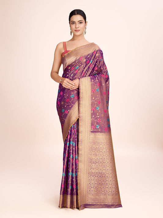 Monjolika Fashion Exquisite Designs With This Regal Light Brown Rich Look Banarasi Tissue Silk Saree | Swadesiicart
