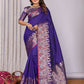 Joban Fashion Banarasi Royal Blue Jacquard Woven Soft Silk Saree | Swadesiicart
