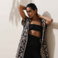 trueBrowns Beige Cotton Geometric Print Jacket Co-ord Set - Swadesiicart