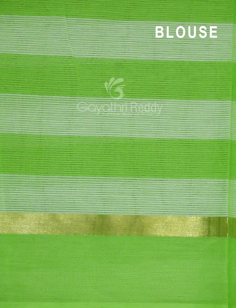 Cream And Neon Green With Checks Pure Mangalgiri Cotton Saree By Gayathri Reddy Designer Studio | Swadesiicart