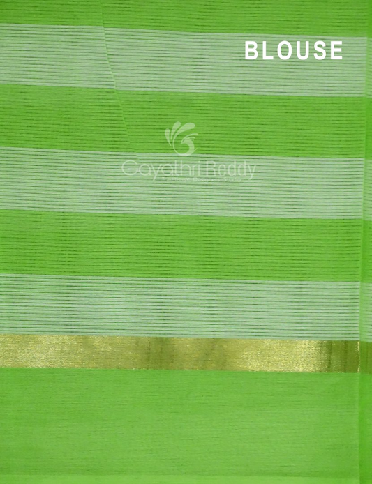 Cream And Neon Green With Checks Pure Mangalgiri Cotton Saree By Gayathri Reddy Designer Studio | Swadesiicart