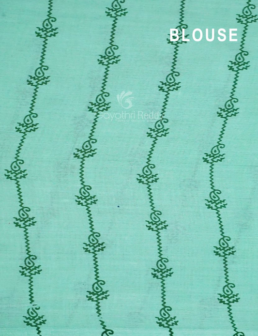 Lime Greencolour Block Print Pure Mulmul Cotton Saree By Gayathri Reddy Designer Studio | Swadesiicart