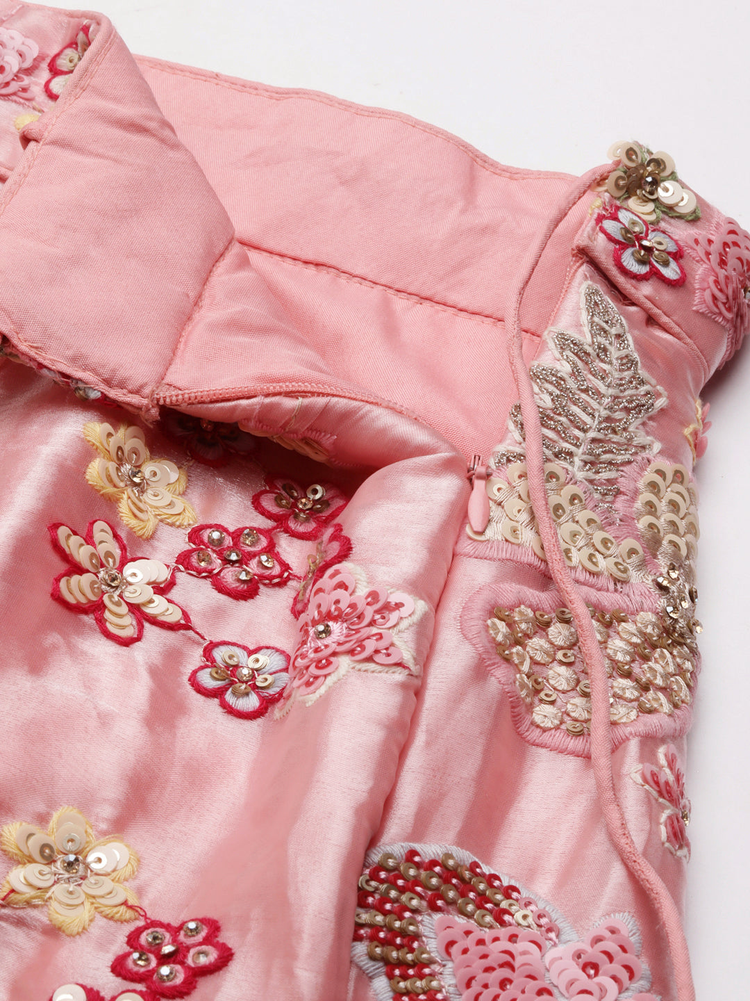 House of Panchhi Pink Organza Sequins And Zarkan Embroidery Lehenga Choli & Dupatta | Swadesiicart