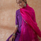 InWeave Women's Purple Gota Work Anarkali Kurta Set W Dupatta - Swadesiicart