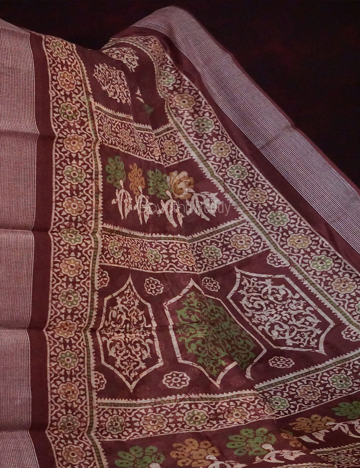 Brown Colour With Motif Design Semi Chanderi Saree By Gayathri Reddy Designer Studio | Swadesiicart