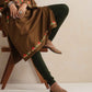 trueBrowns Brown Kashmiri Embroidered Woollen Phiran Kurta | Swadesiicart