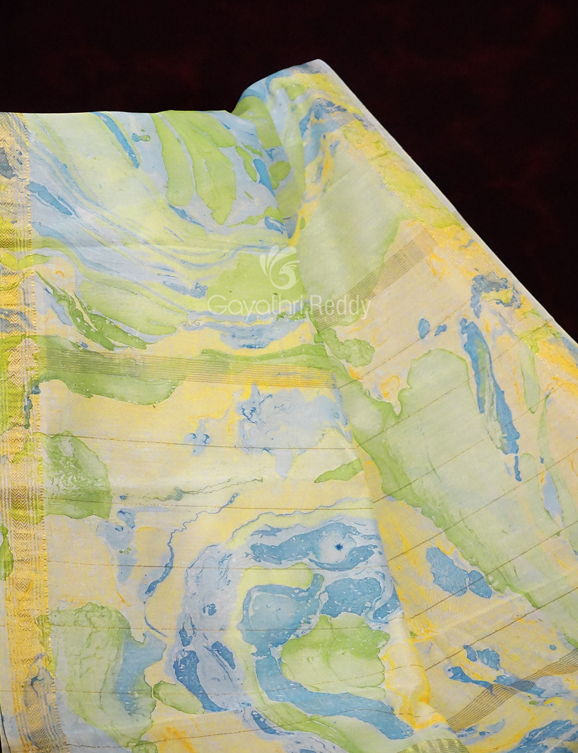 Combo of Parrot Green and Blue Chanderi Printed Saree By Gayathri Reddy Designer Studio | Swadesiicart