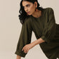 trueBrowns Olive Green Slub Texture Baggy Sleeve Co-Ord Set - Swadesiicart