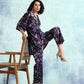 trueBrowns Black Printed Velvet Co-Ord Set - Swadesiicart