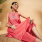 InWeave Women's Red Lurex Short Pallazo Kurta Set - Swadesiicart
