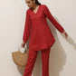 trueBrowns Maroon Viscose Co-ord Set - Swadesiicart