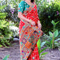 Lorenvalley Fashion Premium Red Dola Silk Embroidery and Diamond work with Jacquard Lace Border Saree - Swadesiicart