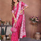 Anaita Pink Handmade Bandhej Viscose Silk Saree With Blouse