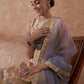 InWeave Women's Light Grey Jacquard Halter Kurta Set W Grey Or Dupatta - Swadesiicart