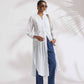 trueBrowns White Cotton Stripe Pleated Shirt Kurta Set | Swadesiicart