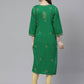 ADA Women Green & Beige Chikankari Embroidered Sustainable Handloom Kurta with Churidar | Swadesiicart