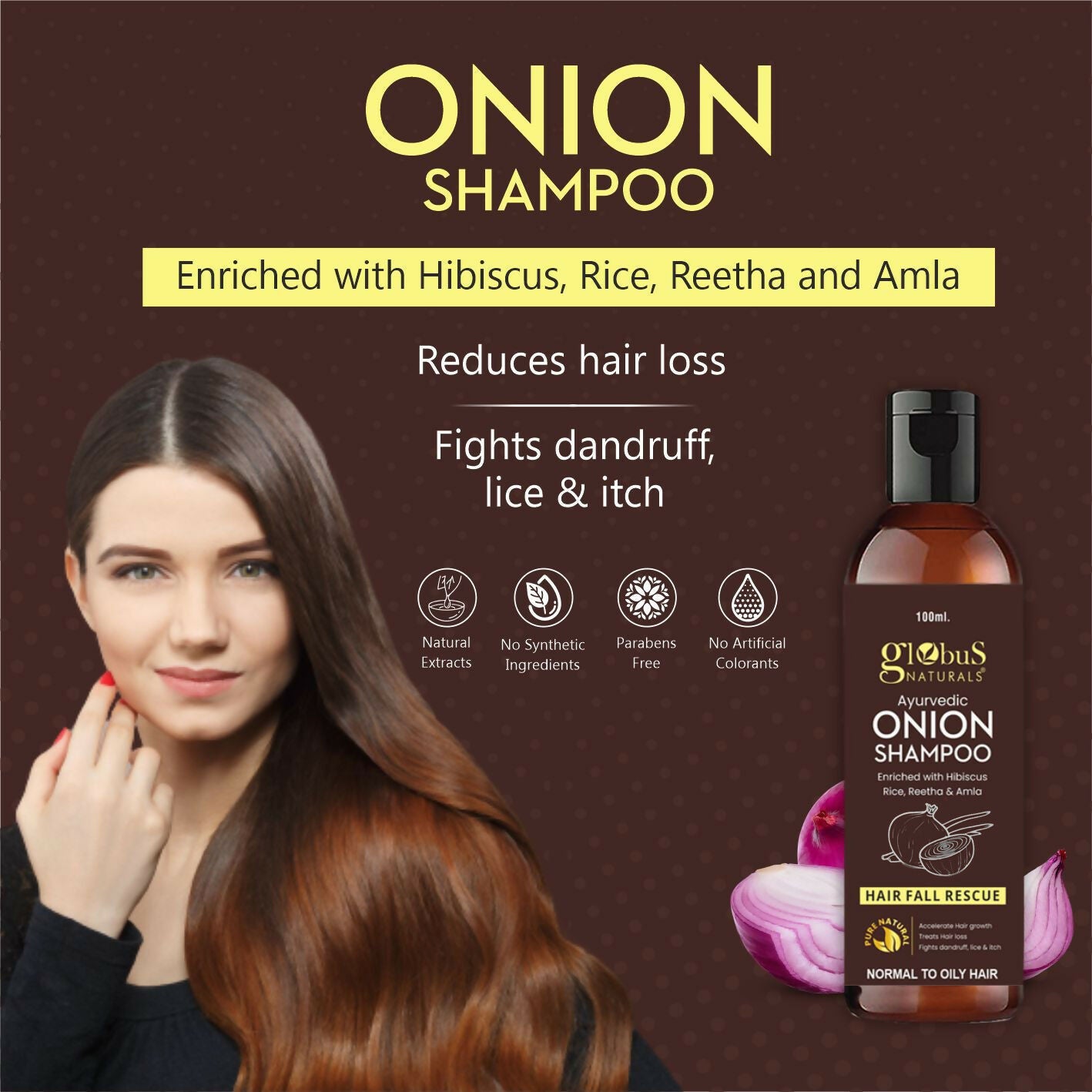 Globus Naturals Onion Shampoo | Swadesiicart